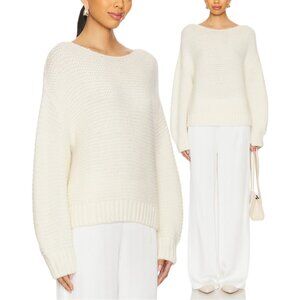 NAADAM Lofty Alpaca-Blend Boatneck Long Sleeve Fuzzy Knit Sweater (White/Ivory)